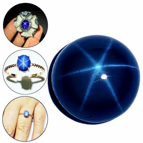 Natural 6 Rays Blue Star Sapphire Loose Gemstones - 20 Carat Lot, 10 Pieces, Oval Cabochon 6 thumbnail image