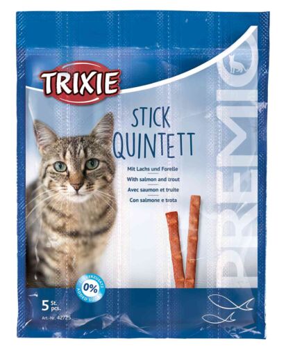 30 x PREMIO Stick Quintett Lachs Forelle 30 × 5 g Katze Katzensnack Snack Taurin - Afbeelding 1 van 6