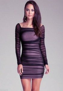 black mesh ruched top