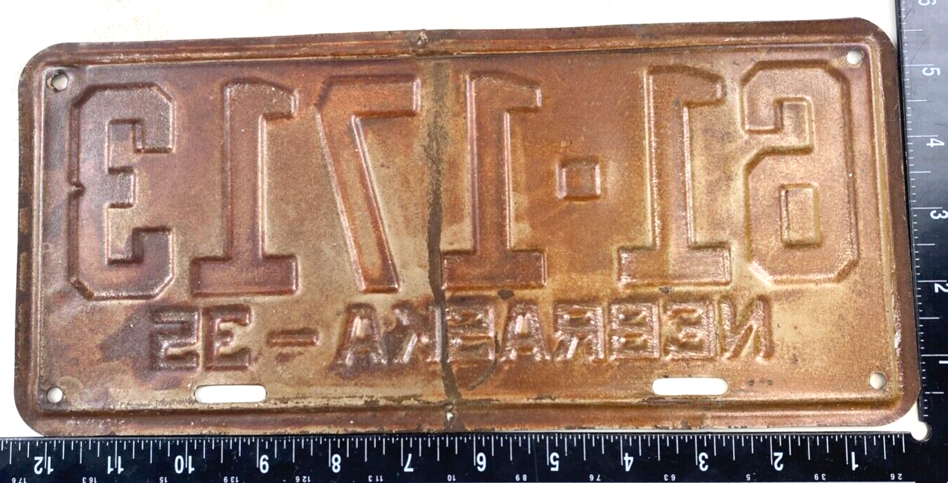 Nebraska 1935 License Plate Tag Man Cave Vintage Garage Sheridan Co