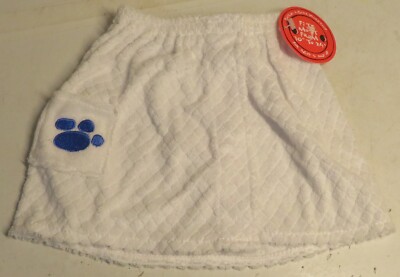 Vintage Build A Bear White Terry Cloth Cover Up Wrap Blue Paw Print Clothes NOS