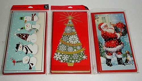 Vtg Hallmark Christmas Money Gift Card Holders Tree Snowmen Santa 23 NOS USA D1