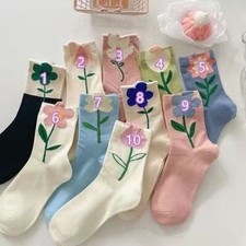 6 Pairs Ladies Girls Womens Combed Cotton Socks Floral Warm Soft Casual Socks