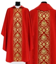 Red Gothic Chasuble with stole 053-C25 Vestment Rouge Casulla Roja Casula Rossa