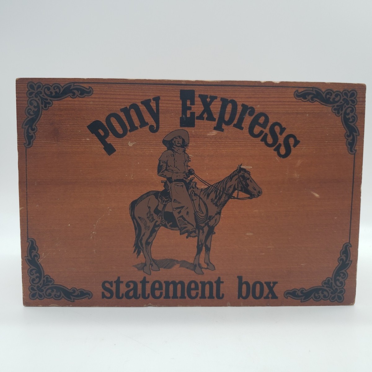 PONY EXPRESS 1860 WOODEN STATEMENT BOX WESTERN DECOR GOLDEN STATE