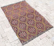 Turkish Kilim Rug 21''x53'' Hand Woven Konya Cicim Kilim 55x135cm Area Rug 