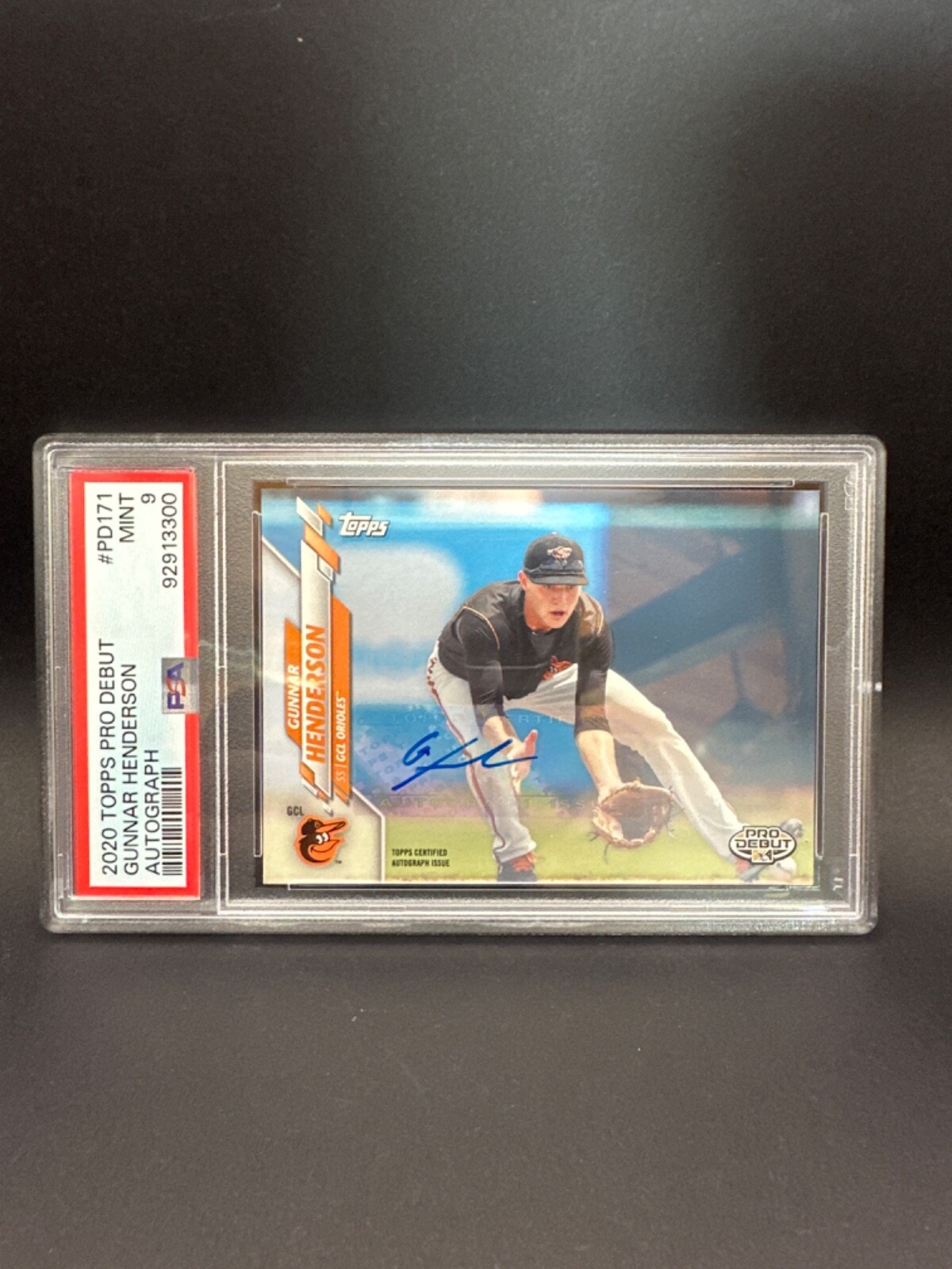 2020 Topps Pro Debut Auto Gunnar Henderson #PD-171 PSA 9 MINT Auto