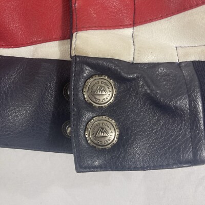Vintage First Down XL PVC Leather Racing Team Jacket Turbo