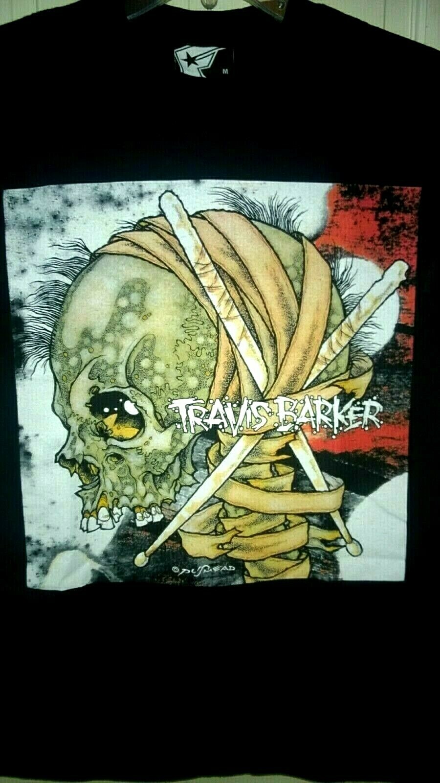 RARE Give The Drummer Some Travis Barker Famous Stars And Straps Pushead Tee - M image 2