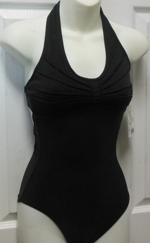 Capezio HALTER BODY PLISSETTATO DAVANTI NERO ADULTO #10190 DANZA BALLETTO oltre 30  - Foto 2 di 12