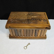 Handmade Idaho Locking Treasure Chest Puzzle Box Hidden Skeleton Key Compartment
