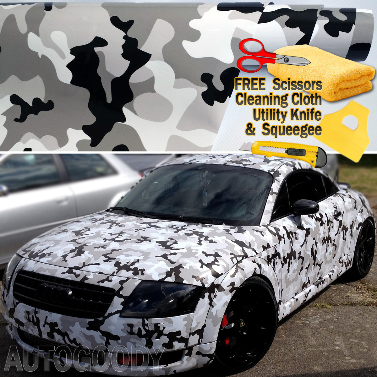 Arctic Camo Vinyl Wrapping Stickers Car Foil Wrap Camouflage Film