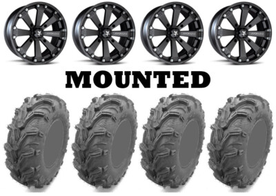 Kit 4 EFX MotoMax Tires 27x12-14 on MSA M20 Kore Black Wheels SRA