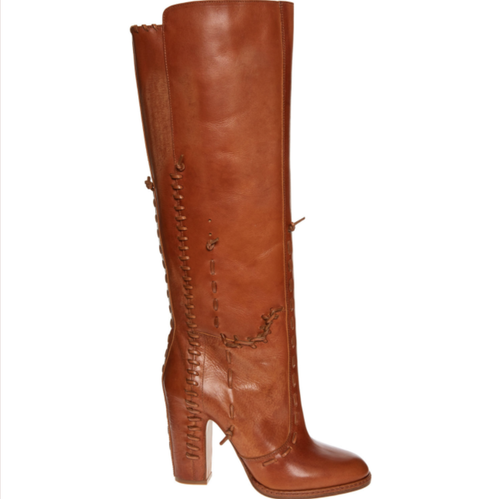 MAISON MARTIN MARGIELA Tall Leather Boots With Leather Stitch Detail -UK 7/EU 40