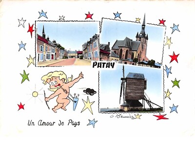 45. Nr. 204566. Patay.la grand'rue.l'église.le moulin. cpsm - 15 x 10,5 cm.