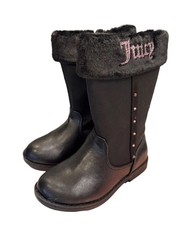 Juicy Couture Girls Winter Boots Toddler Size 10 Black Faux Fur  Rhinestone NEW