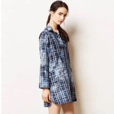 Cloth and Stone Dress Womens Extra Small Mimeograph Plaid Burnout Acid Shirt