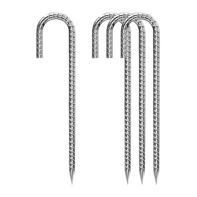 12 In. Galvanized Rebar Ground Stakes for Outdoor Use, 4-Pack