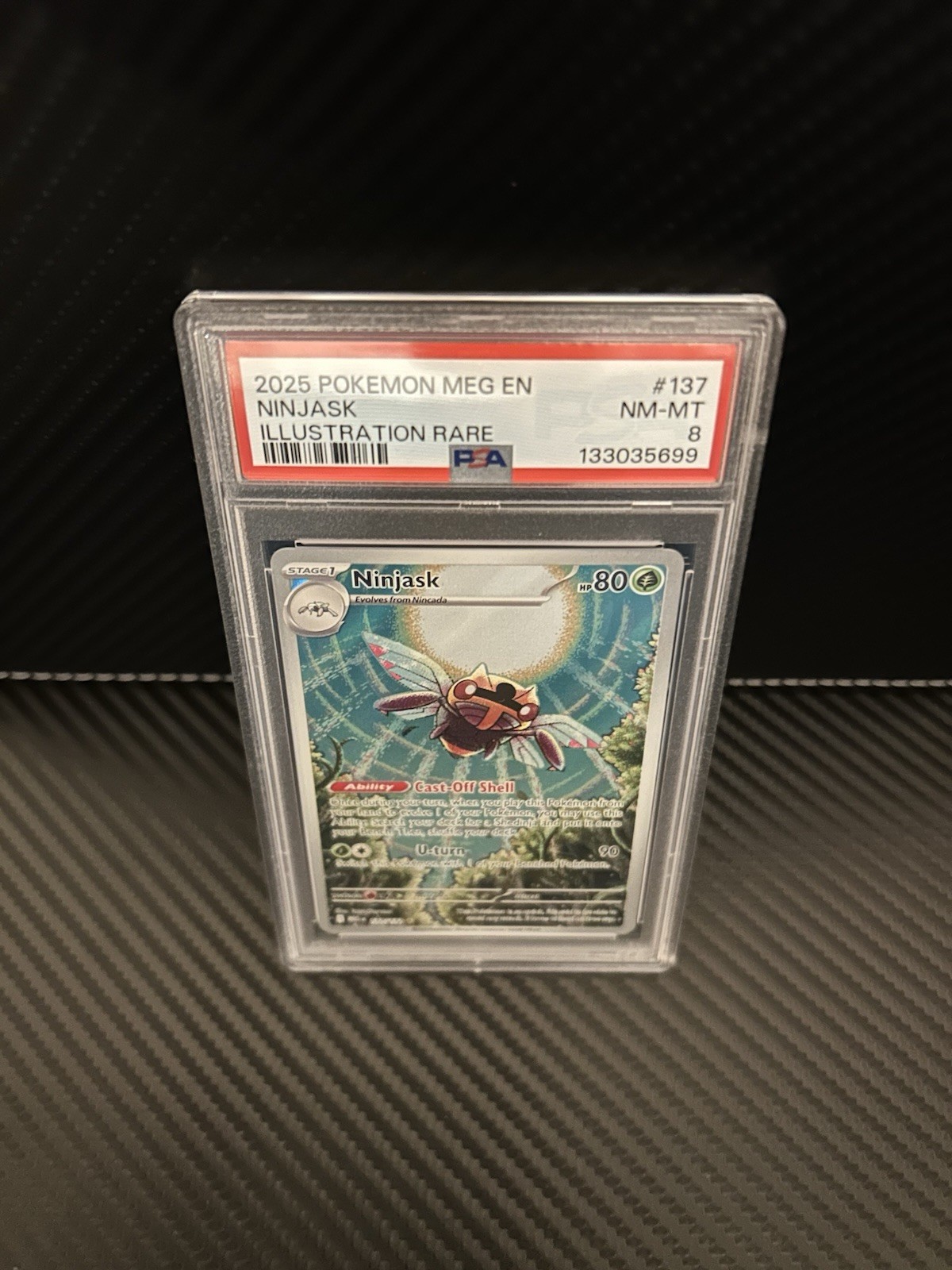 2025 Pokemon Mega Evolutions # 137 Ninjask Illustration Rare PSA 8 Card NM-MINT