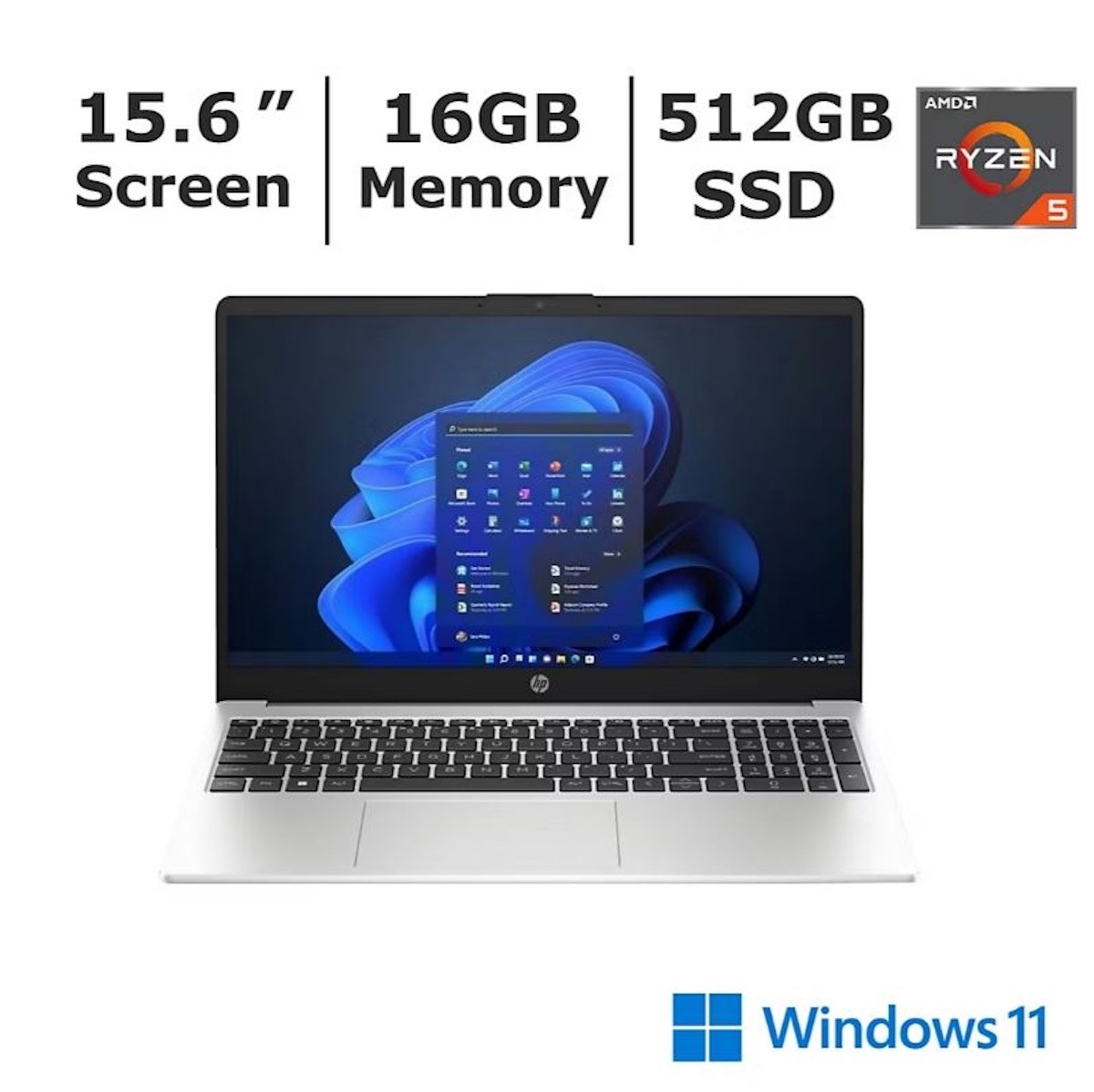 Laptop HP 255 G10 de 15.6" FHD con AMD Ryzen 5, 16GB/512GB, Windows 11 Home, BH0Z7UA#ABA, imagen 3