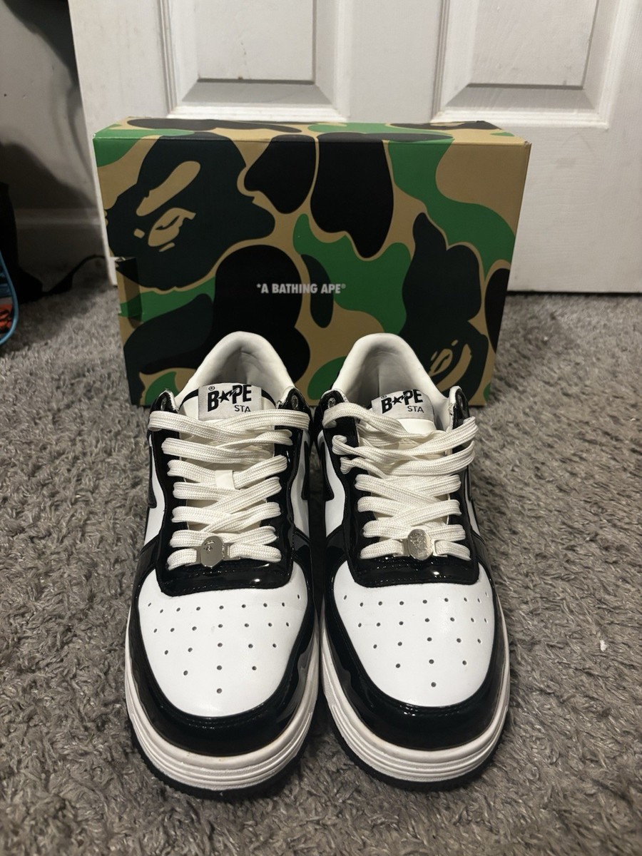 A Bathing Ape BAPE STA Black White Men's Casual Sneaker Logo Star