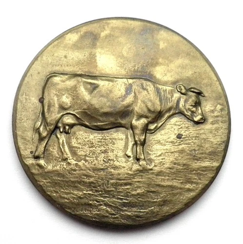 Antique Bronze Cattle Breeding Award Medal - Cow-Cattle Agricultural Prize OO5.3