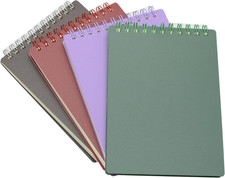 Top Bound Spiral Notebook, 4 Pcs 4 Color A6 Size Thick Plastic Hardcover 8Mm Rul