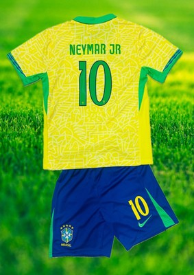 YOUTH Neymar Jr #10 Brazil Jersey + Short Set Kids Soccer LARGE