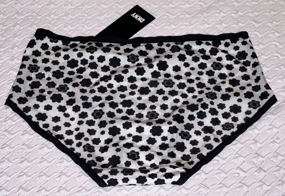 DKNY Table Top Micro White Black Floral Print Brief Panty Womens S 5 M 6 L 7 XL - Image 2 of 4