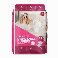 Vibrant Life Disposable Dog Diapers for Female Dogs, S, 12 Count