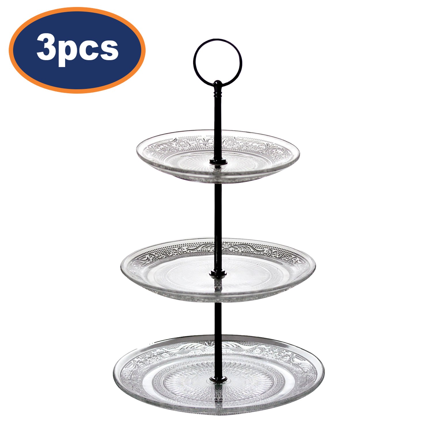3pc 3 Tier Glass Cake Stand Afternoon Tea Dessert Food Display Kitchen Tableware