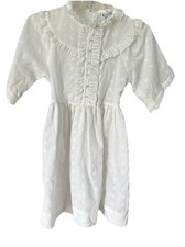 VTG Little Girls Floral Embroidered Dress White Ruffles Lace Victorian READ