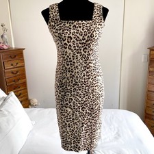 Nowhere Leopard Print Bodycon Dress Womens Size S US 6 AU 10 Fitted Midi Style
