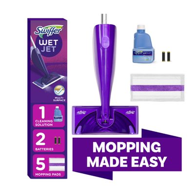 #ad Swiffer Wet Jet Mop Floor Cleaner for Mopping Wood Laminate TileCleaning Set $21.77