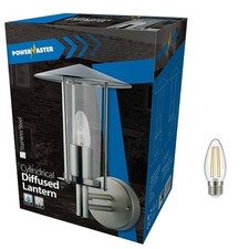 IP44 Tube Wall Lantern - Stainless Steel - S5908 + FREE Filament Bulb