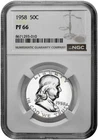 1958 50C Proof Silver Franklin Half Dollar NGC Graded PF 66 in New Holder