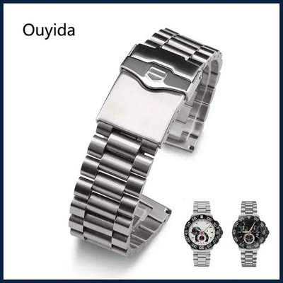 20mm 22mm Stainless Steel Watchband T H F1 Strap Push Button Buckle Bracelet