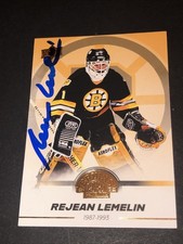 JSA Reggie Lemelin Gold Signed Upper Deck Bruins Centennial Autographed Card 098