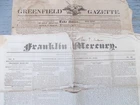 early 1800s Greenfield MA Mass NEWSPAPERS Deerfield Academy BLOODY BROOK article