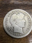 1908-D Barber Liberty Head Dime 90% silver Actual coin Good Coin Grayish Color