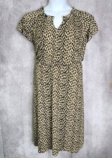 Talbots Womens Jersey Fit & Flare Dress Animal Print Flutter Sleeve Size XL NEW
