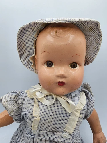 Old Antique Composition Doll With Outfit 18" Cloth Body Plastic Eyes Baby Dolly - Picture 3 of 10
