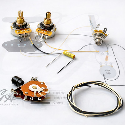 Telecaster Kabelsatz - 3-Wege Layout - Pro (CTS, Switchcraft, Mallory)
