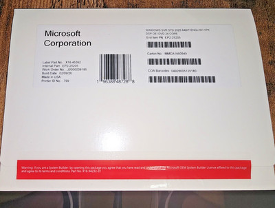 Windows Server 2025 Standard - 24 Core / 2VM License (EP2-25205)