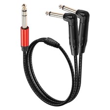 1/4 Inch TRS Stereo Y Splitter Cable 6.35mm TRS Male to 90 Degree Dual 6.35mm...