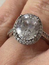 Vintage Sterling Silver Cubic Zirconia Cluster Ring Size P