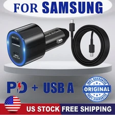 Original 45W Fast Car Charger,Type-C Cable For Samsung S25 Ultra A16 Z Fold 7