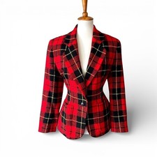 Vintage DKNY Wool Plaid Blazer Late 80s / Early 90s Tartan Check, NWT, Sz 6