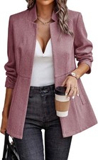 Business Casual Herringbone Blazer for Women Open Front Long Sleeve Work Jacket