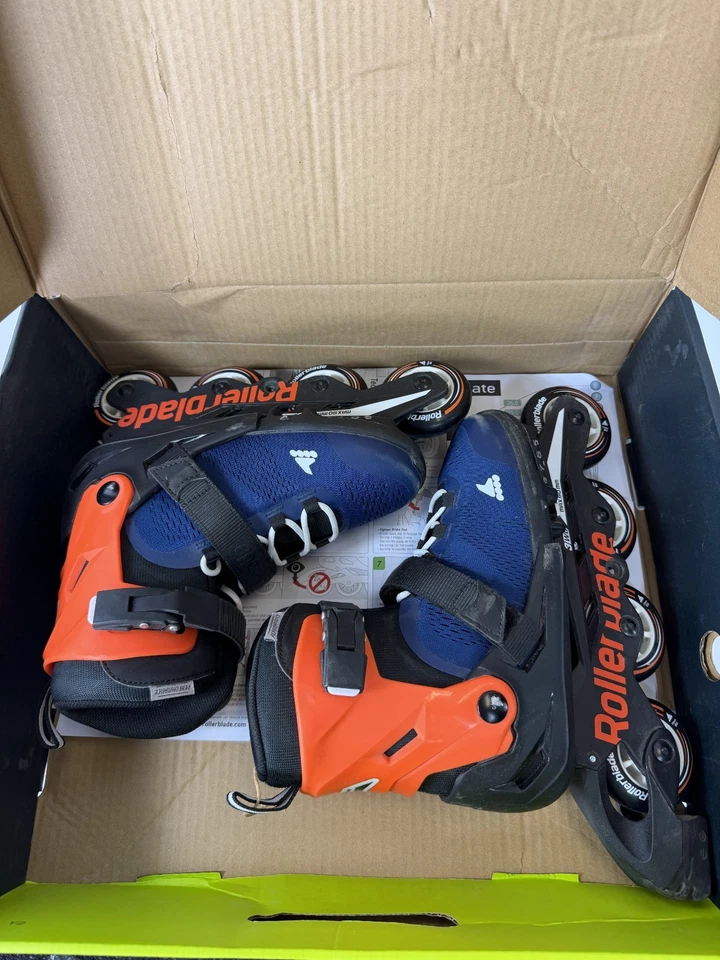 Patín en línea Rollerblade Microblade para niños tamaño ajustable 5-8 - azul/naranja Foto 3 de 4